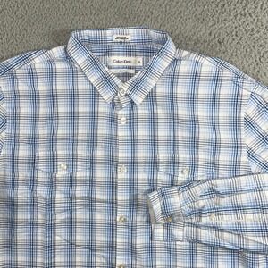 Calvin Klein Button Up Shirt Men‎ XL Slim Fit Plaid Long Sleeve Preppy Casual